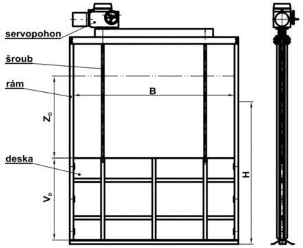 jednovřetenové stavítko kanálové s elektropohonem