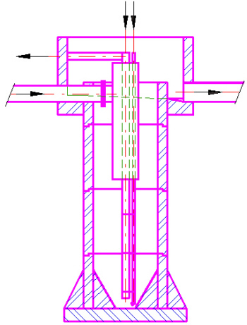 Vertikální lapák písku - schéma
